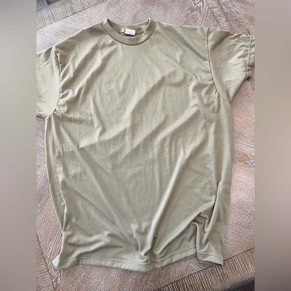 New Skilcraft Army Green Tee Made In USA Short Sleeve XL Armpit To Armpit 25”